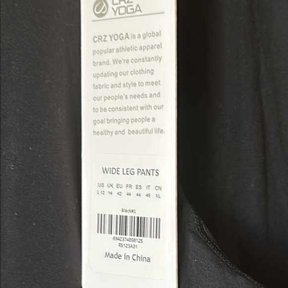 CRZ YOGA Large (12) Black Track Pants with Relaxed Fit NWT  wide leg (M2) - Picture 4 of 4